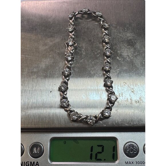 Estate Sterling Silver 925 7.5" CZ Tennis Bracelet 12.1g Elegant Vintage - Picture 8 of 8